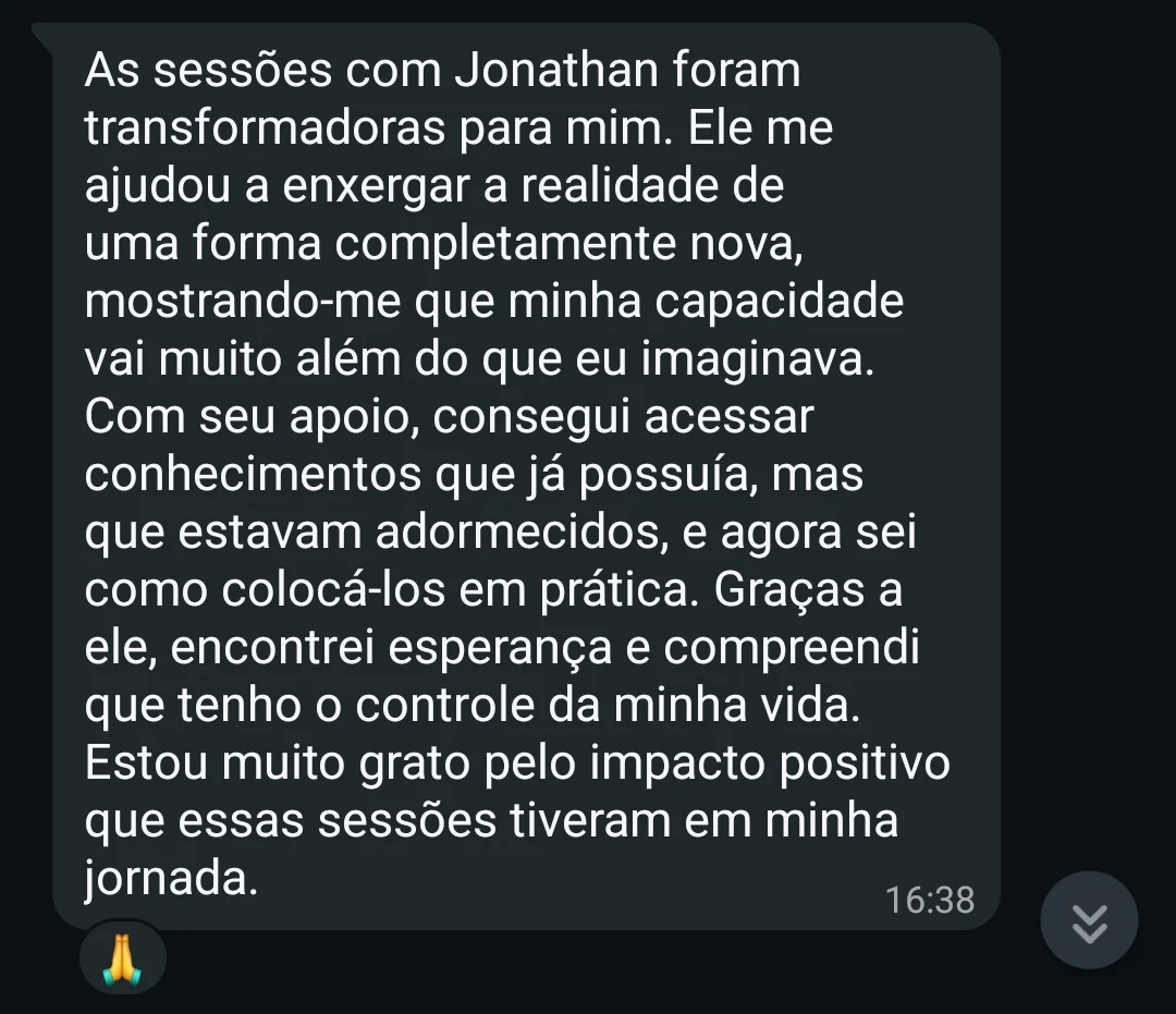 Depoimento real 04 de cliente após sessão.